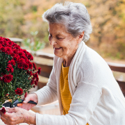 woman outdoors with flowers