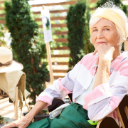 Mom sitting outside