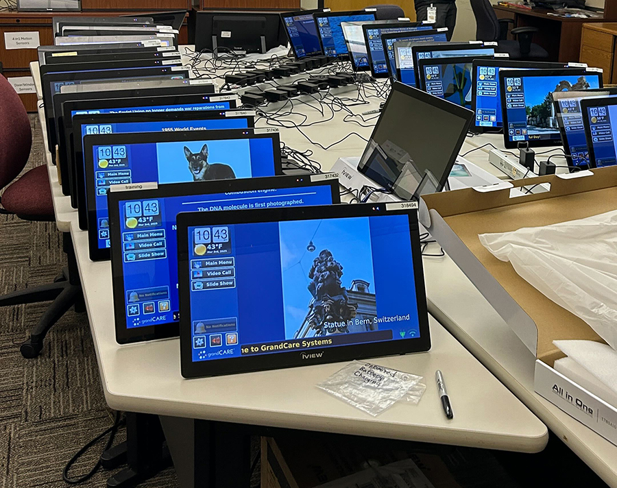 Several GrandCare touchscreens loading for TULA